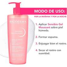 BIODERMA, Limpiador Facial, Sensibio Gel Moussant, Gel Micelar para Piel Sensible, Hidratación al instante, 500 ml - rosa - Ver 2