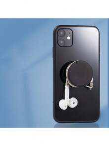 Minimalist Black Solid Color Push-Pull Black Smartphone Stand, Expandable Base And Handle Phone Holder Suitable For All Smartphones, Non-Replaceable Top Black Airbag Stand, Minimalist Solid Color Phone Holder Easter Spring Gift - Multicolor - View 4