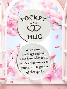 Pocket Hug Keychain - Double-Sided Coin Purse, Heart Design, Gift For Cancer Patients, Unisex Black Chain, Compass Symbol, Compass Keychain Slogan, Casual, Party, Cute, Elegant, Stainless Steel