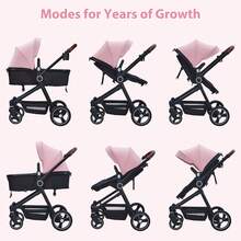 Cochecito de bebé convertible, cochecito infantil de paisaje alto, cochecito de cochecito modo moisés, cochecito ajustable, cochecito plegable de aleación de aluminio antigolpes para recién - Rosa - Ver 2