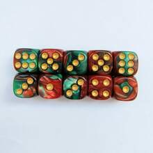 10pcs/Pack Best Seller Marble Acrylic Polka Dot Dice, Dual-Color Dice, 16mm Rounded Square Multicolor Checkerboard Game Accessories, Suitable For Tabletop Games, Entertainment, Parties - Multicolor - View 25