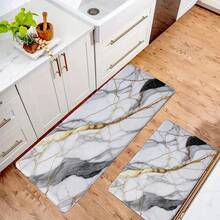 1 buc. Covoraș de podea anti-oboseală cu model gri de marmură, suprafață moale și pluș, decor pentru casă, decor pentru baie, decor pentru bucătărie, preș, confortabil pentru picioare - Gri - Vizualizare 5