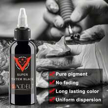 1oz (120ml) Black Tattoo Ink, Gentle Standard Tattoo Ink, Pure Black - Black - View 7