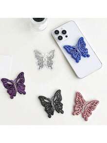 蝴蝶手机支架，镀铬粘性桌面/平板电脑支架，新款豪华款