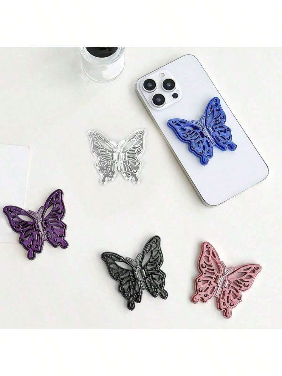 蝴蝶手机支架，镀铬粘性桌面/平板电脑支架，新款豪华款