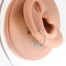 1Pc Elegant Stainless Steel Heart Round Shape 20G /18G Nose Ring 3A Zirconia 8mm Inner Diameter, Helix Cartilage Earring & Lip Ring Set – Perfect For Daily Wear And Parties, All-Season Style