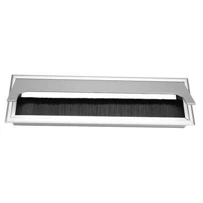 Tapa de Orificio de Mesa Cuadrada Grande de Aluminio, Organizador de Cables con Cepillo de 4mm para Evitar Cortes, Ideal para Mesas de Computadora y Oficina