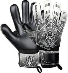 Soccer Goalkeeper Gloves - Black - Flat Cut - Removable Finger Guard - View 3
