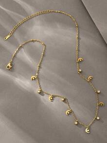 1 pieza Collar chapado en oro de 18K, versátil y elegante, adecuado para citas, reuniones, regalos y uso diario - Dorado - Ver 3