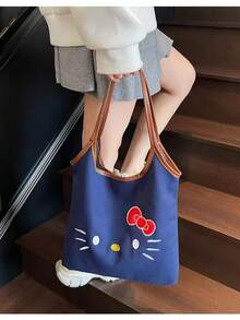 Bolsa de Mão Fashion Fofa da Hello Kitty da Sanrio - Bolsa Bordada Kawaii Mãe e Filha para Mulheres, Bolsa de Ombro Transversal Versátil de Alta Estética com Tecido Premium Durável. Design Leve e Portátil, Perfeito para Uso Diário, Compras, Passeios em Família e Viagens Casuais, Detalhe de Bordado Requintado com Clima Doce e Feminino, Estilo Combinável com Vários Looks, Acessório Kawaii Estiloso Ideal para Fãs da Sanrio. - Multicolorido - Visão 9