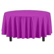 Fexquisitess 12-Pack Premium Plastic Tablecloth 84in. Round Table Cover - Magenta - 品紅 - 查看 3