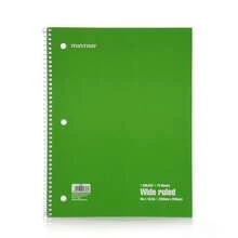Spiral Notebooks - 1 Subject, 70 Sheets, WIDE Ruled, 8in X 10in, Bulk Pack, Primary Color Covers, Set Of 6 - For Schoolsss, Office, Business, Professional (04656) - Solid-wideRuled - View 3