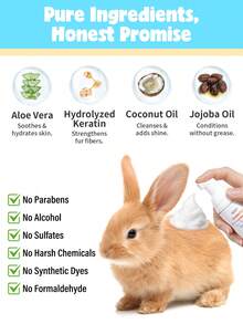 GJYC PET Waterless Shampoo Foam For Rabbits - Strawberry Scent | No-Rinse Cleaning & Deodorizing | Hypoallergenic & For Pets | Quick-Dry Formula With Natural Ingredients | Stress-Free Grooming For Small Animals - 彩色 - 查看 3