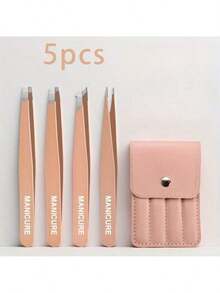 4pcs Stainless Steel Purple Eyebrow Tweezers Makeup Tool Set, Suitable For Eyelash Extension, Eyebrow Shaping, Facial Hair Removal And False Lash Application - Sets - View 6