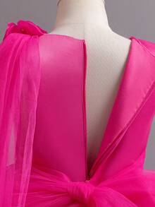 Children's Princess Dress, Tulle Skirt, Flower Girl Tween Girl Dress, Long Gown For Christmas Performance, Runway, Wedding, Emcee, Piano Recital (Please Refer To The Size Chart In The Product Details To Select The Appropriate Size) - 玫紅色 - 查看 9