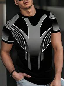 趣味印花T恤 - 修身剪裁，透气涤纶氨纶混纺面料，可机洗，圆领设计，适合夏季休闲穿着 - 白色 - 查看 4