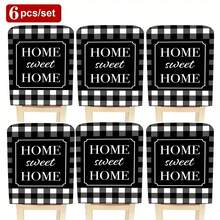 1件/4件/6件/10件装春鑫系列黑白灰格子印花短绒椅套，可拆卸短绒材质椅背保护套，四季皆宜，节日氛围装饰椅套，适用于餐厅、客厅、家居座椅保护，带椅背保护，适用于餐厅、办公室、客厅、酒店和家居装饰 - 彩色 - 查看 12