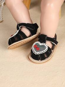 2-6 Years Old Girls Soft Bottom Cherry Infant Shoes Hollow Toe Sandals, Summer New Cute Shoes - Black - View 7