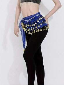 1 chiếc đai eo múa bụng đính sequin, đai quấn eo váy múa bụng, phụ kiện cần thiết cho bữa tiệc Halloween. - Nhiều màu - Xem 5