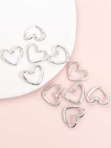 10pcs Simple Glossy Line Love Heart Charms, Ins Style High Color Retention Hollow Heart-Shaped Pendants For Freedom Creation Of Temperament Clavicle Chain Necklace Earrings Bracelet And Ornaments, Men And Women Fashion Versatile Jewelry DIY Accessories