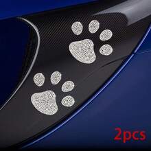 2pcs Glitter Dog Paw Print Rhinestone Car Stickers - Multicolor Sparkling Decals, Suitable For Vehicle Interior, Fit For All Car Models, Dog Paw Print, Rhinestone, Car Dashboard Decor, Cute Pet Paw Print Personalized Stickers - 2pc Glittering Paw Print Decorative Stickers - View 12