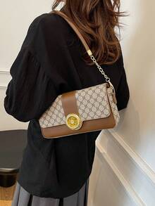 Retro Fashionable Chic Underarm Clasp Shoulder Bag For Women, High-End Commuter Baguette Bag - Grey - View 5