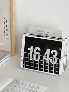 现代简约金属书架，带3个储物篮，桌面收纳架，学生用品收纳架，北欧风格长方形杂志/报纸收纳盒，家居办公装饰，必备家居用品，收纳整理，送给妈妈的礼物，返校季好物 - 彩色 - 查看 4