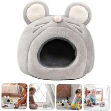 Casa Cama para Hámster Forma de Ratón Cálida y Suave Cueva para Cobayas Chinchillas y Pequeños Roedores Refugio Acogedor para Jaulas y Mascotas Pequeñas,38939448 - Multicolor - Ver 6