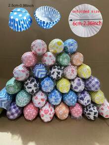 100个/200个/300个/500个/600个/1000个装迷你纸杯蛋糕衬垫,0.98英寸迷你烘焙杯,展开尺寸6厘米,非常适合派对和日常使用,厨房必备工具,派对烘焙必需品 - 彩色 - 查看 2