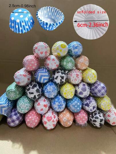 100 st/200 st/300 st/500 st/600 st/1000 st blandade mini-muffinsformar, 0,98 tums mini-bakformar, 6 cm utfälld storlek, perfekt för fester och dagligt bruk, viktigt köksredskap, festbakningsnödvändighet