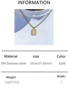 1pc Titanium Steel 26 Initial Letter Necklace, Geometric Hip Hop Style Pendant, Personalized Name Necklace, Suitable For Boyfriend Birthday/Valentine's Day Gift - Yellow Gold - View 18