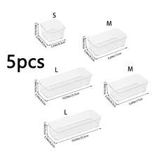 7pcs/6pcs/5pcs/1pc Drawer Divider Storage Box, Hair Accessory Organizer Box With Built-In Grid, Jewelry & Cosmetic Storage Box, Made Of Transparent PET Plastic, Multi-Functional Compartment Box For Hair Tools, Combs, Mirrors, Tweezers, Suitable For Home Drawers, Bedroom, Dorm, Bathroom, Desk - Clear - View 9