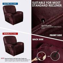 Trugenix-Recliner Sofa Covers - Leather Like Recliner Sofa Covers 3 Seater Recliner Couch Covers For 3 Cushion Couch 8 Pieces Washable Stretch Reclining Sofa Slipcovers (Brown)-GP - 02-紅色 - 查看 7