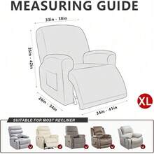 Trugenix-Recliner Sofa Covers - Leather Like Recliner Sofa Covers 3 Seater Recliner Couch Covers For 3 Cushion Couch 8 Pieces Washable Stretch Reclining Sofa Slipcovers (Brown)-GP - 02-淺灰色 - 查看 3