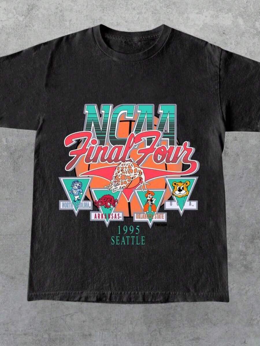 1995 NCAA Final Four Official Game Shirt, Graphic Vintage Sports Tees Summer Shirts For Men, Gift For Her, Gift For Him, Gift For Friend - 黑色 - 查看 1