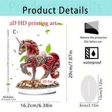 1/4件亚克力精美小马装饰摆件，钻石和硬币设计，适用于家居、农舍、客厅、卧室、办公桌，也是节日送礼佳品，2D - 多色 - 查看 11