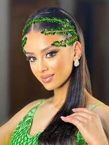 1pc Handmade Luxury Bridal Headband With Crystal Chain, Women's Fashion Charm Headpiece For Wedding, Party, Celebration, Holiday Gift Valentine's Day Accessories