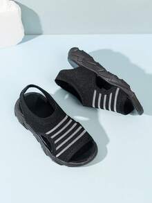 1 Pair Kids Fashion Sports Sandals, Boys And Girls Indoor/Outdoor Casual Shoes, Versatile For Summer - Black - View 4