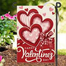 1pc Valentine'S Day Heart Garden Flag - Double-Sided Polyester Burlap, Seasonal Outdoor Holiday Decor, Machine Washable, 12x18 Inches - 1PC WW1382 - 查看 7