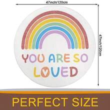 Round 120cm/47.24inch Rainbow Rug For Girls Bedroom Fluffy Circle Play Carpet Rugs Non-Slip Machine Washable Nursery Rugs Crawling Mat For Baby - Rainbow - View 3