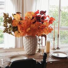 Artificial Fall Maple Leaves Stems, 8 PCS Fall Decorations For Indoor Outdoor Halloween Than1ks 1giving Farmhouse Arrangement Decorations For Front Door Wedding Centerpieces In Autumn - 7色楓葉 - 查看 7
