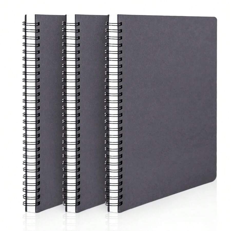 EUSOAR Graph Paper Spiral Notebook, B5 3Pack 7.3\X10.2\ 120 Pages Hardcover Paper Notebook Journals, Wirebound Journal Sketch Notebook For Math And Science Students Engineering Artist Drawing - Grey - View 1