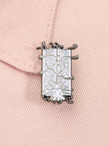 1PC Black White Dark Style Book Enamel Pin Retro Line Art Decor Brooch Lapel Backpack Badge Jewelry Accessories Gift For Friends