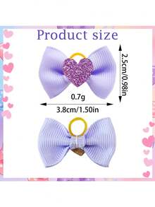 10/30pcs Shiny Heart Pet Bow Hair Accessories, Cat Dog Decorative Supplies, Happy Puppy Decor, Dog Accessories, Colorful Cute Cat Dog Headpieces, Suitable For Daily Wear, Valentine's Day, Holiday Parties - Multicolor - View 2