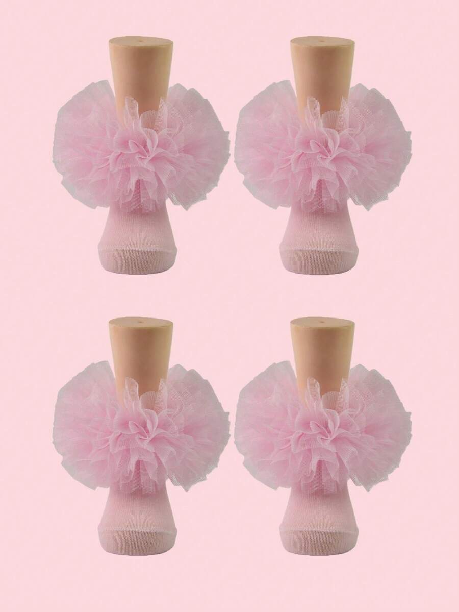 2pairs Girls Ruffle Frilly Socks, Puffy Princess Baby Toddler Soft Socks - Multicolor - View 1