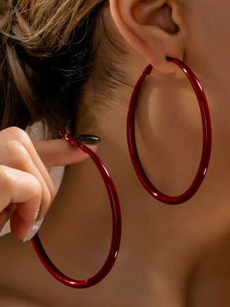 Vintage Fashionable Spray-Painted Red Circle Earrings, Versatile Jewelry Design Gift For Women