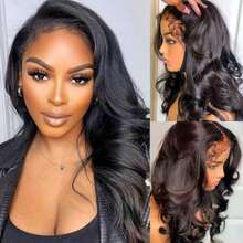 13x4HD Lace Closure Wig, Human Blended Hair 34 Inches - Glue-Free Water Wave Lace Front Wig, Pre-Plucked Hairline & Pre-Cut Lace | No Glue Required, 3-Second Wear, Beginner-Friendly | Natural Black, Ready To Wear - Natural & Black - View 7