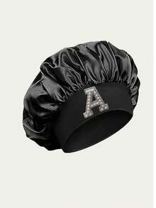 Satin Sleep Cap, Silk Sleep Cap, Hair Cap, Soft Knit Cap, Satin Sleep Cap, Suitable For Women With Natural Curly Hair, Halloween, Christmas, New Year 2026 - Black - View 3