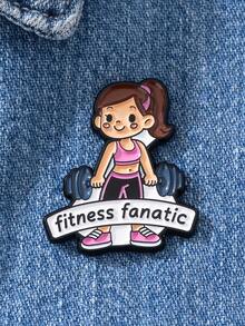 1pc Cute Cartoon Zinc Alloy Fitness Enthusiast Brooch - Multicolor - View 1