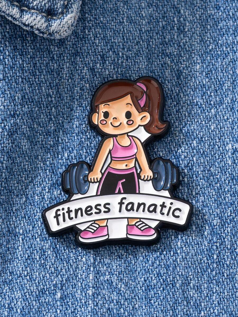 1pc Cute Cartoon Zinc Alloy Fitness Enthusiast Brooch - Multicolor - View 1